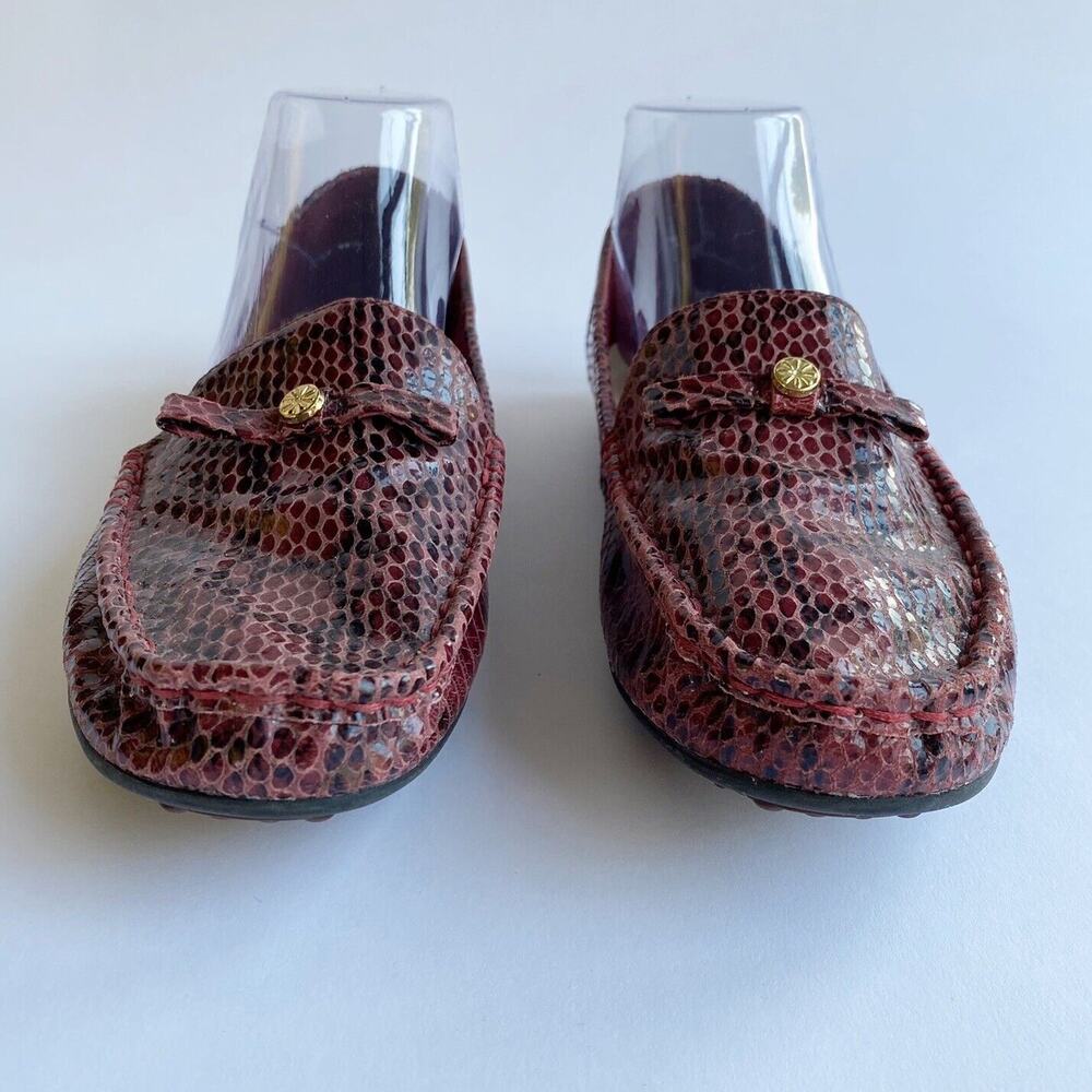 Isaac Mizrahi Women Abernathy Loafer Shoe 9.5 Purple Snake Print Leather Slip On - Picture 4 of 11